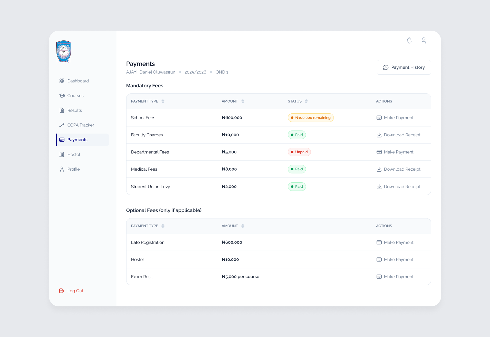 CONSMMEFS — Payment Page and records